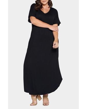 L I V D Short Sleeve Jersey Maxi Dress - Black