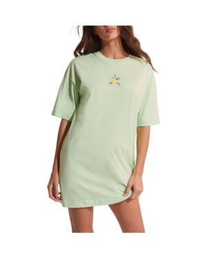 Etam Club Soleil Lemon Graphic Cotton Sleep Shirt - Green