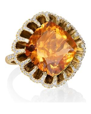 Mindi Mond Floating Citrine & Diamond Pavé Cocktail Ring - Metallic