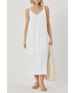 Splendid Stella Pintuck Detail Linen Dress - White