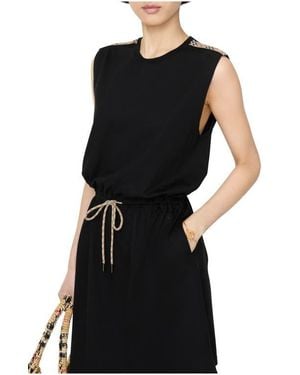 Burberry Check Trim Cotton Jersey Dress - Black