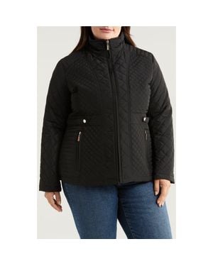 Gallery Quilted Water-Resistant Hooded Jacket - Black