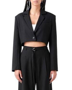 Grey Lab Oversize Crop Blazer - Black