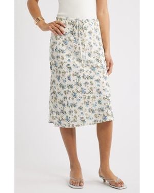 Open Edit Print Midi Skirt - White