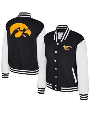 Colosseum Athletics Iowa Hawkeyes French Baguette Full Snap Fleece Jacket - Black