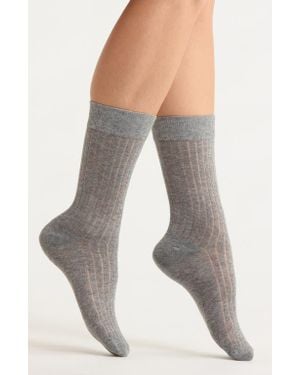 Casa Clara Daniella Waffle Crew Socks - Gray