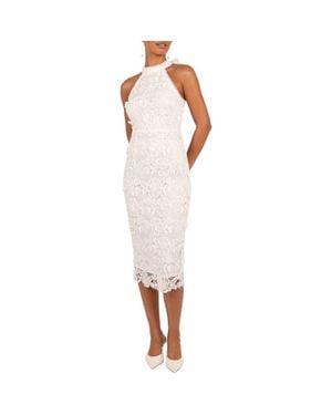 Petal & Pup Adaln Halter Lace Midi Dress - White