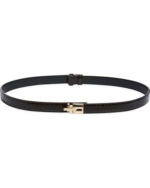 Tom Ford Snakeskin Embossed Sheepskin Leather Belt - Black