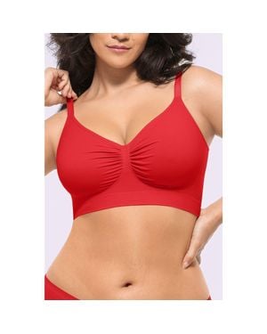 Shapellx Skin Flow Smooth Unlined Wireless Bra - Red