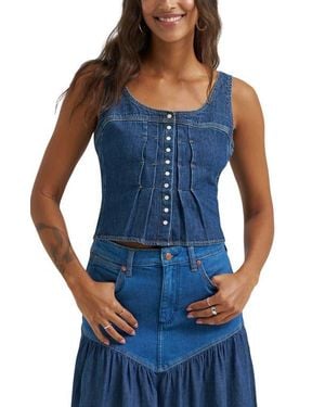 Wrangler Pleated Denim Corset Tank - Blue