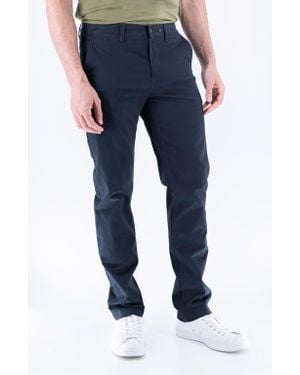 DEVIL-DOG DUNGAREES Slim Fit Flat Front Sateen Twill Chinos - Blue
