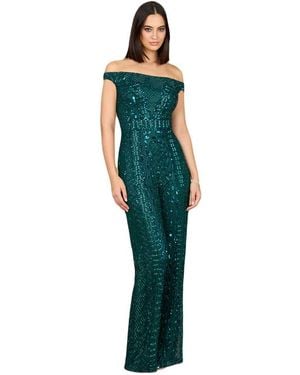 LARA New York Beaded Off Shoulder Jumpsuit - Green