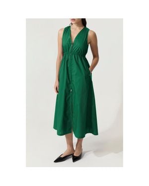 DELUC Rubbens Front Zip Sleeveless Maxi Dress - Green