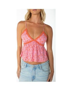 Roxy Coastal Sun Floral Babydoll Camisole - Red