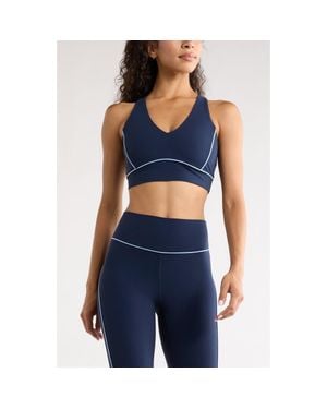 Zella Studio Luxe Piped Sports Bra - Blue