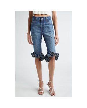 Coperni Zipper Ruffles Crop Jeans - Blue