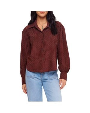 Karen Kane Embellished Faux Suede Shirt - Red