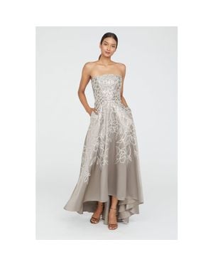 THEIA Pamela Embroidered Gown - Gray
