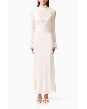 Elliatt Margot Lace Inset Long Sleeve Gown - White