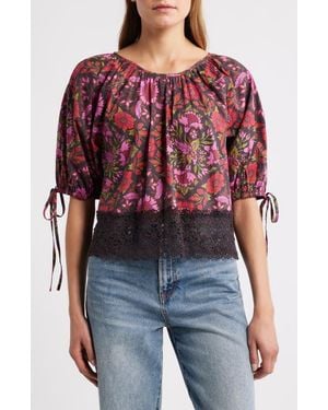 LOVE THE LABEL Veda Floral Cotton Top - Red