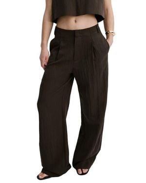 Mango Pleated Straight Leg Pants - Black