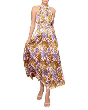 MELLODAY Print Ruffle Sleeveless Maxi Dress - White