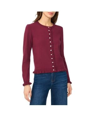 Cece Ruffle Trim Cardigan - Red