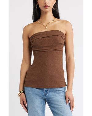 Open Edit Puckered Crepe Bandeau Top - Brown