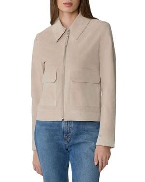 SOIA & KYO Allan Front Zip Suede Jacket - Blue