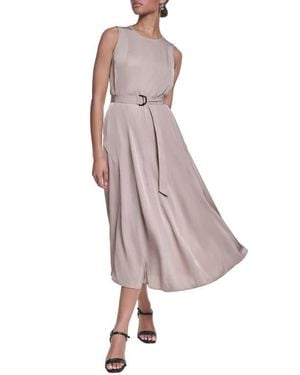 KARL LAGERFELD Belted Sleeveless Midi Dress - Multicolor
