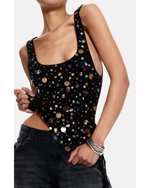 Jaded London Addison Sequin Vest Top - Black