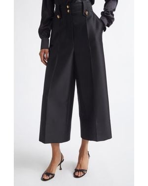 Zimmermann Valiant High Waist Wool & Silk Wide Leg Culottes - Black