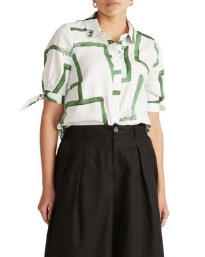 UNIVERSAL STANDARD Luisa Linen Blend Button-Up Shirt - Multicolor