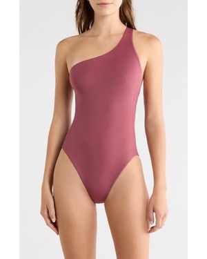 Left On Friday Shoreline One-Shoulder One-Piece Swimsuit - Red