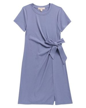 Walking On Sunshine Kids' Side Tie T-Shirt Dress - Blue