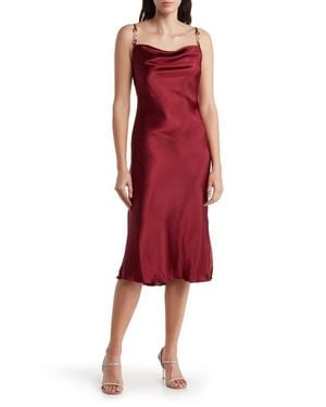 Jump Apparel Satin Cowl Neck Midi Dress - Red