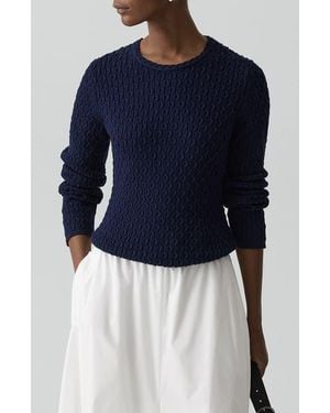 Theory Cable Stitch Organic Cotton Sweater - Blue