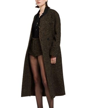 Ottod'Ame Tweed Double-Breasted Coat - Black