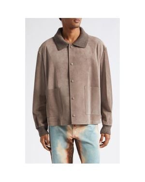 JW Anderson Rib Collar Suede Jacket - Brown
