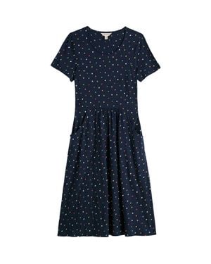 Seasalt Cornwall Enor Dot Print Organic Cotton Fit & Flare Midi Dress - Blue