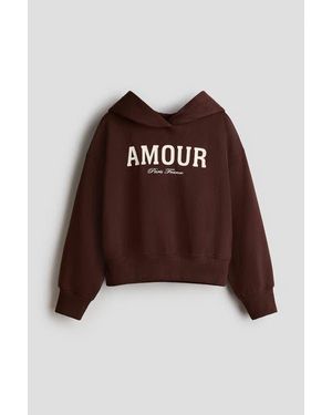 H&M Oversized Motif-Detail Hoodie - Brown