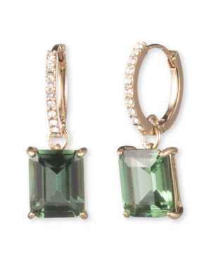 Ralph Lauren Crystal Drop Huggie Hoop Earrings - Green