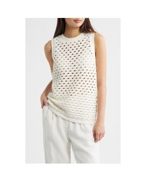 ALIGNE Jeanie Open Stitch Sweater Tank - White