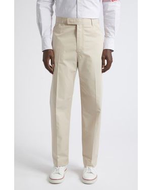 Thom Browne Tapered Cotton Chino Pants - Natural