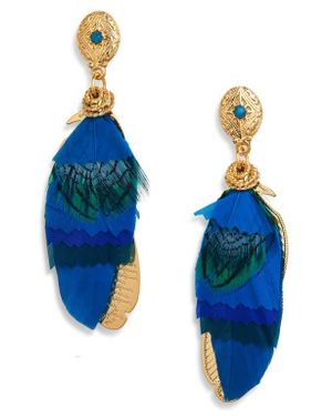 Gas Bijoux Small Sao Feather Earrings - Blue