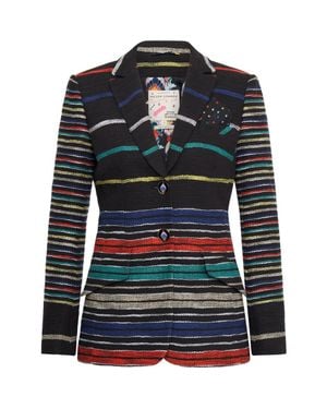 Maison Common Striped Blazer With Printed Lining Degrade Stripes - Black