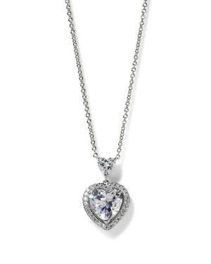 Nadri Le Bisou Halo Heart Pendant Necklace - White