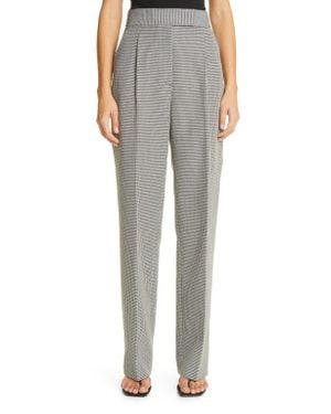 Alexander Wang Houndstooth Pleated High Waist Wool Blend Pants - Gray