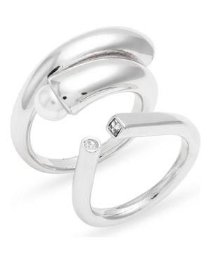 Open Edit Set Of 2 Rings - Metallic