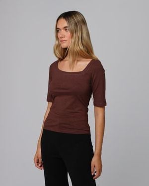 JUANA Hemp Essentials Asymmetrical Neckline Tee - Brown